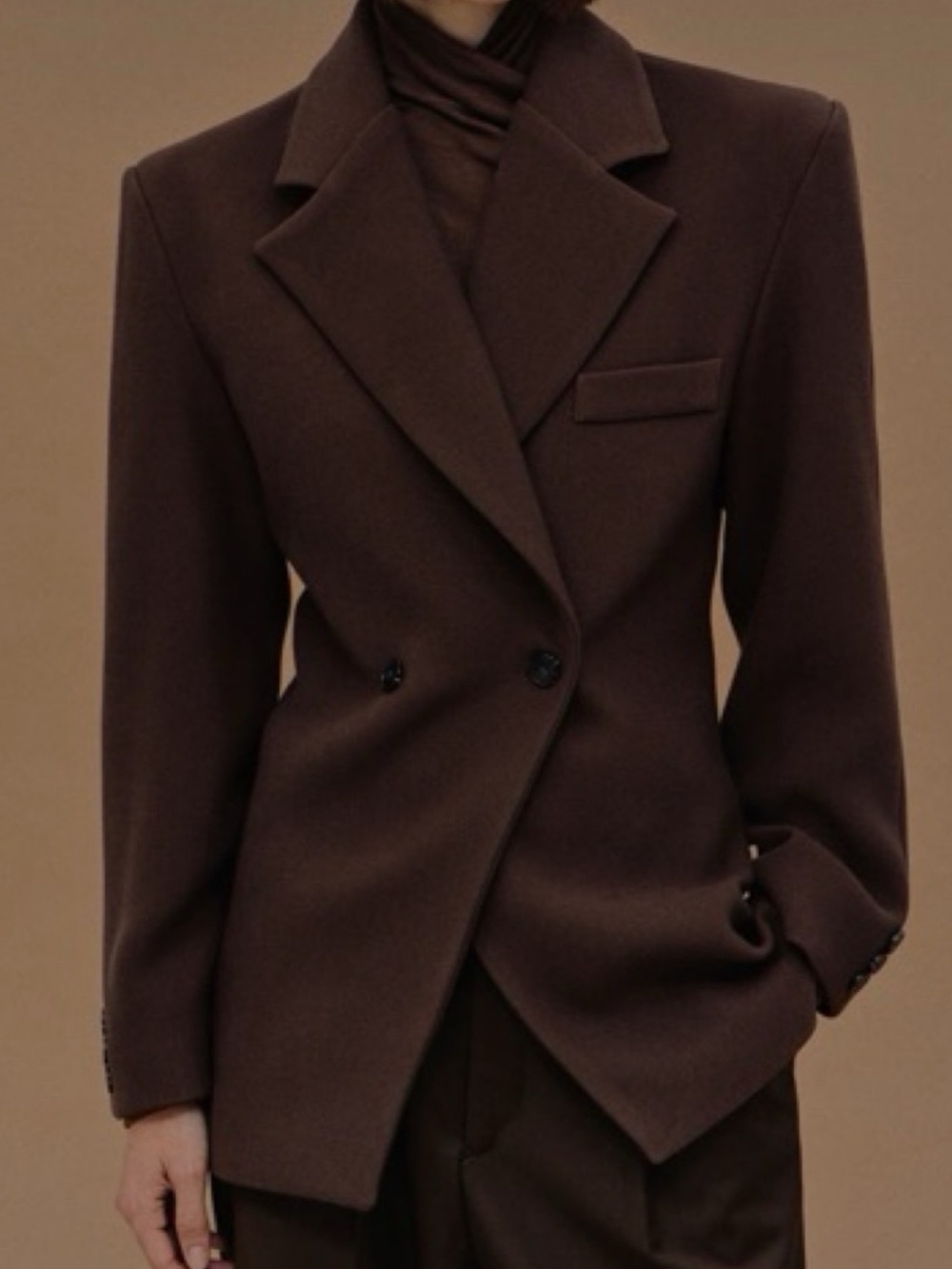 Source Unknown Women’s Double-Breasted Pea Coat in Deep Brown S-M